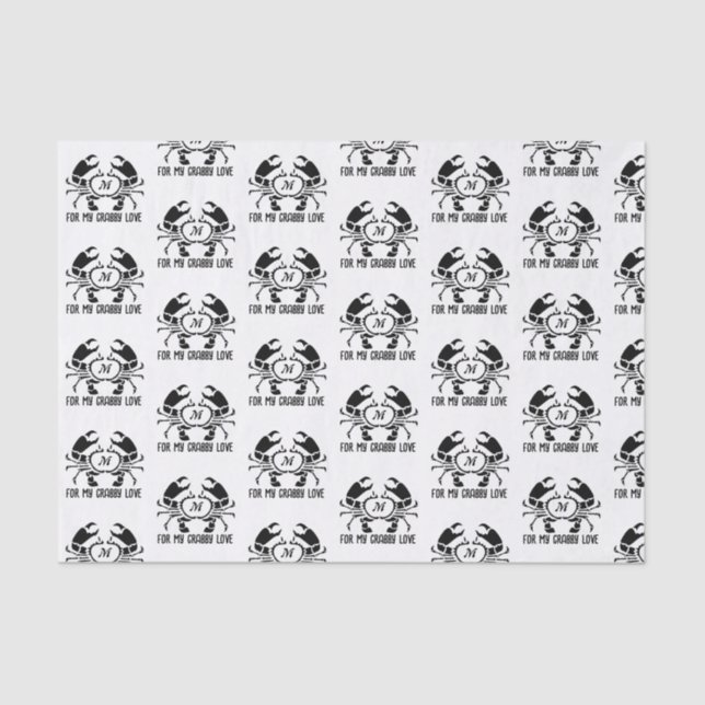 Crab Monogram im Schwarzen Stift Seidenpapier (Vorderseite)