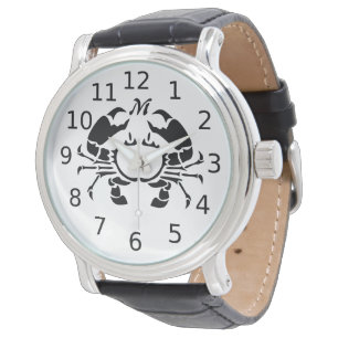 Crab Monogramm im schwarzen Stift Armbanduhr
