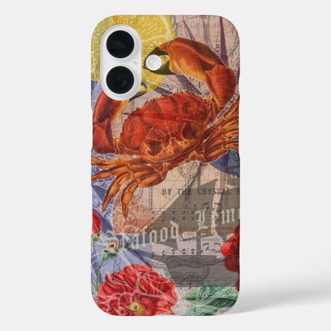 Crab Nautical Beach Seafood Art Case-Mate iPhone Hülle (Rückseite)