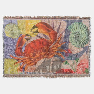 Crab Nautical Beach Seafood Art Decke