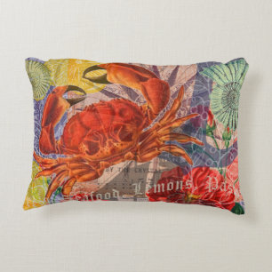 Crab Nautical Beach Seafood Art Dekokissen