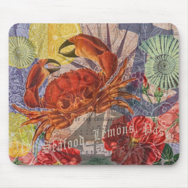 Crab Nautical Beach Seafood Art Mousepad (Vorne)