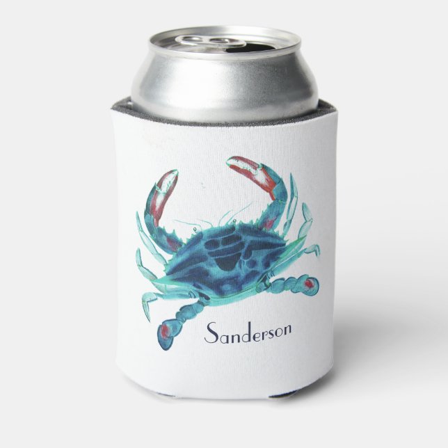 Crab Nautical Blue Aquamarin Türkis Aqua Dosenkühler (Kanne Rückseite)
