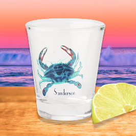 Crab Nautical Blue Aquamarin Türkise Aqua Can Cool Schnapsglas