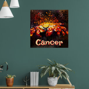 Crab Nautical Coastal Beach Cancer Personalisiert Poster