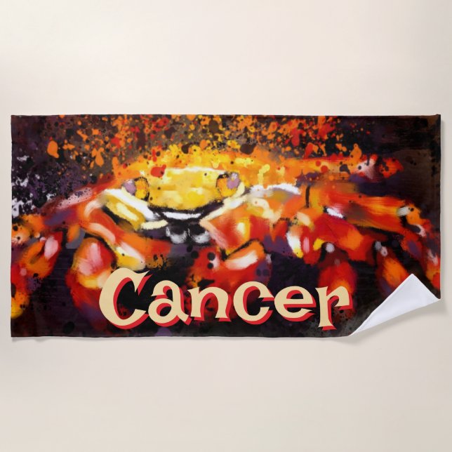 Crab Nautical Coastal Beach Cancer Personalisiert Strandtuch (Vorderseite)