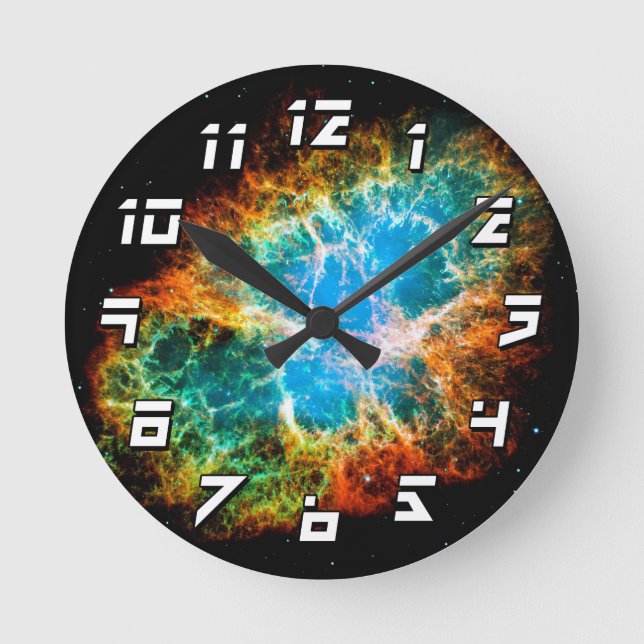 Crab Nebula Supernova Remnant Hubble Space Foto Runde Wanduhr (Vorderseite)