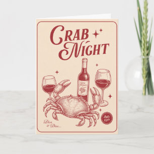 Crab Night Hand gezeichnete Krabbe Küsten Meeresfr Karte