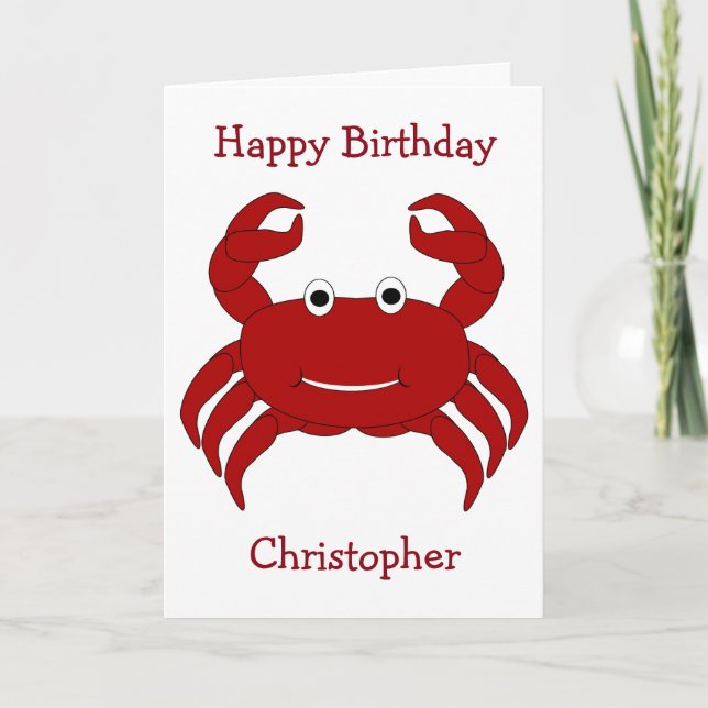 Crab Personalisiert Geburtstag Karte (Vorderseite)