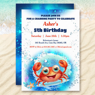 Crab Pool 1. Geburtstag Party Boy Custom Age Einladung
