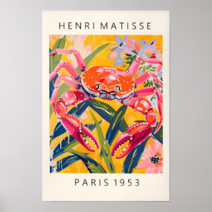 Crab Print, Beachy Dopamine Dekoration, Matisse Po Poster