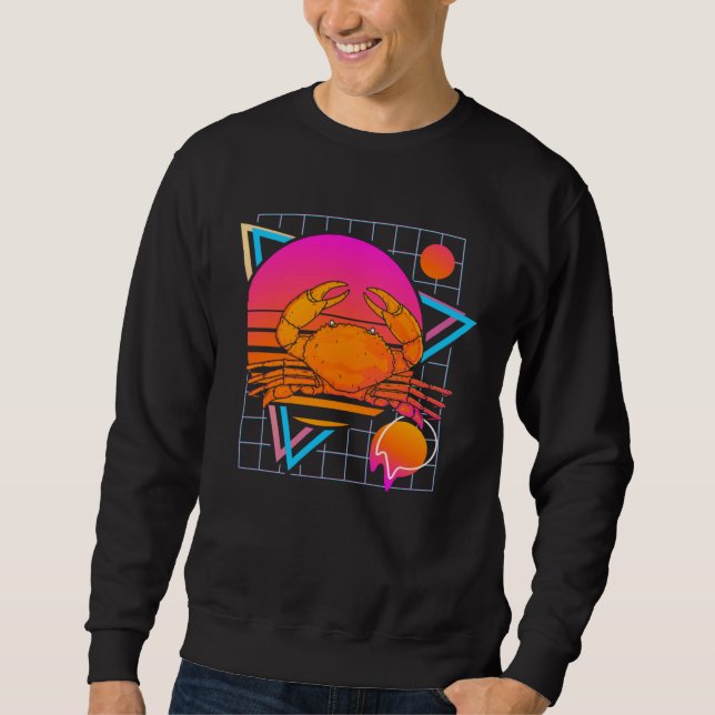 Crab Retro 80s Style Vintage Ocean Animal Sweatshirt (Vorderseite)