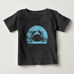 Crab Retro Vintag 60er 70er Sunset Blue Baby T-shirt