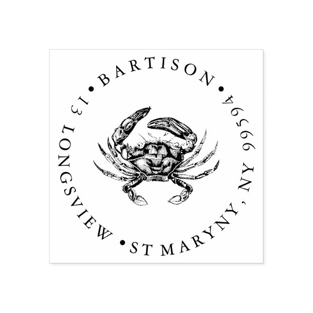 Crab ROUND RÜCKSENDEADRESSE Gummistempel (Prägung)