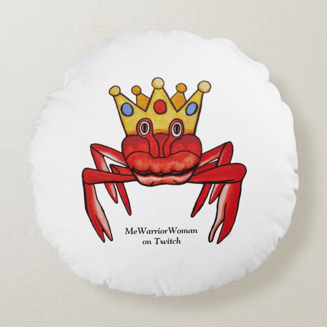 Crab Royalty, MeWarriorFrau auf Twitch Rundes Kissen (Vorderseite)