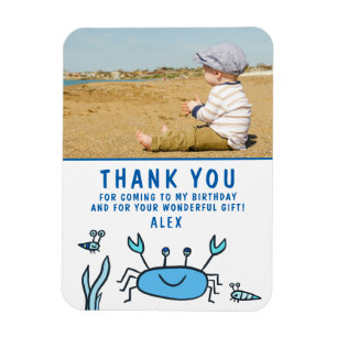 Crab Sea Animals Boy Foto Vielen Dank zum Geburtst Magnet