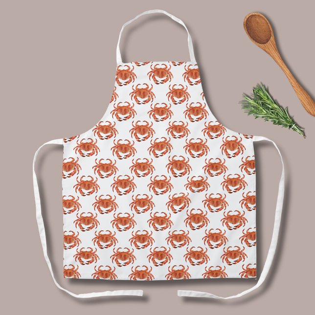Crab Seaside Pattern Schürze (Brown crab crustacean patterned apron. Matching products available.)