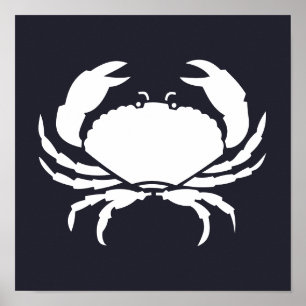 CRAB-Silhouette auf marineblau Poster
