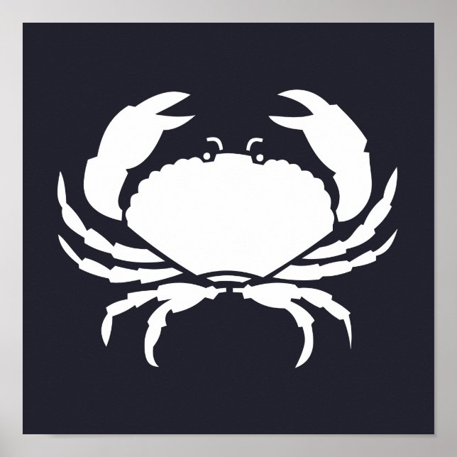 CRAB-Silhouette auf marineblau Poster (Vorne)