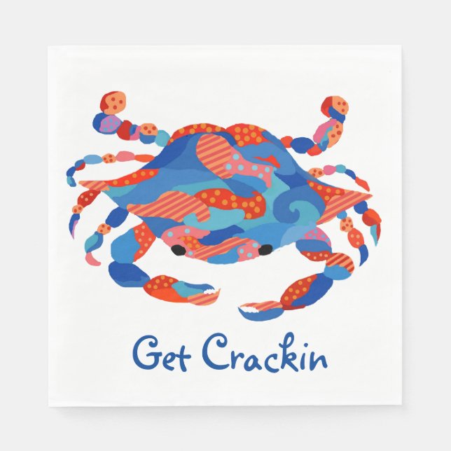 Crab Watercolor Paper-Teller Serviette (Vorderseite)