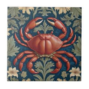 Crab William Morris Stil Sea Ocean Marine Animal Fliese