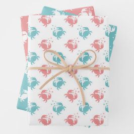 Crab Wrapping Paper Flat Sheet Set 3 Geschenkpapier Set