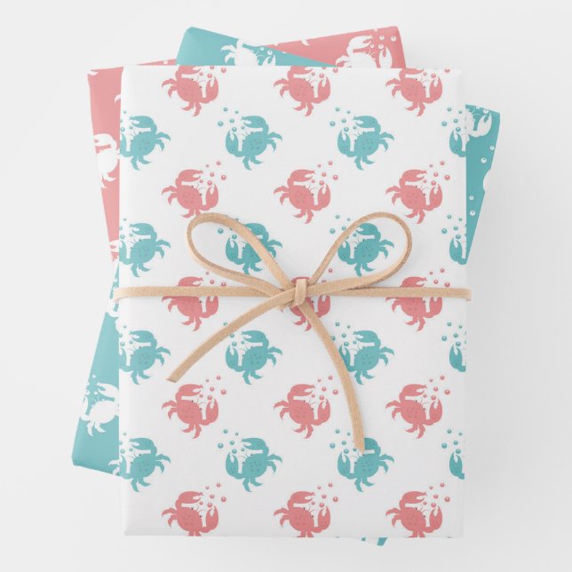 Crab Wrapping Paper Flat Sheet Set 3 Geschenkpapier Set (Beispiel)