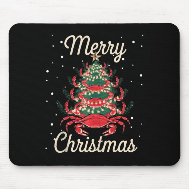 Crab Xmas Tree Crab Weihnachtsbaum Mousepad (Vorne)