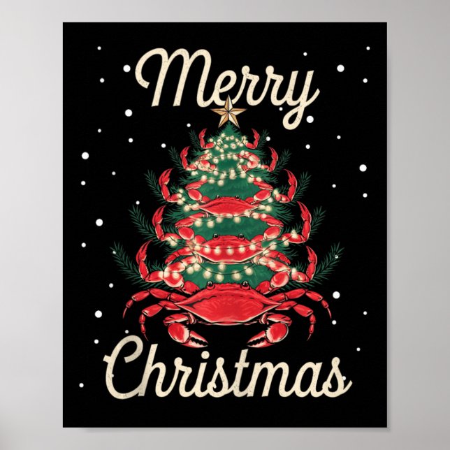 Crab Xmas Tree Crab Weihnachtsbaum Poster (Vorne)