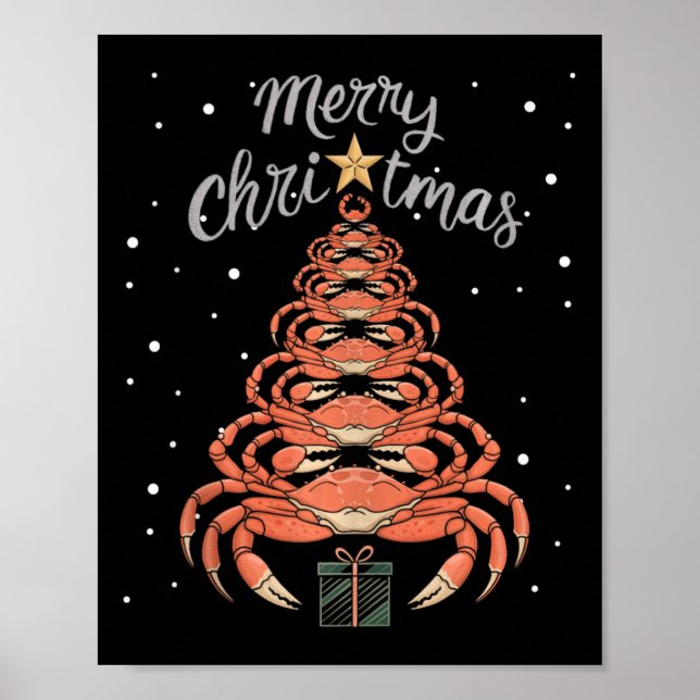 Crab Xmas Tree Crab Weihnachtsbaum Tank Top1 Poster (Vorne)
