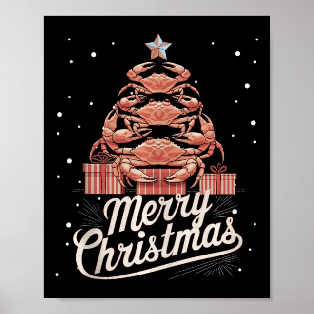 Crab Xmas Tree Crab Weihnachtsbaum Tank Top3 Poster (Vorne)