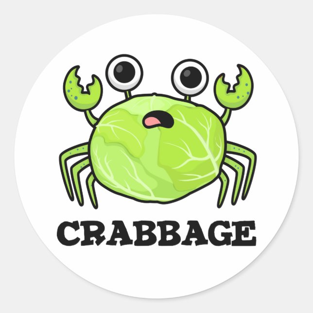 Crabbage Funny Cabbage Crab Pub Runder Aufkleber (Vorderseite)