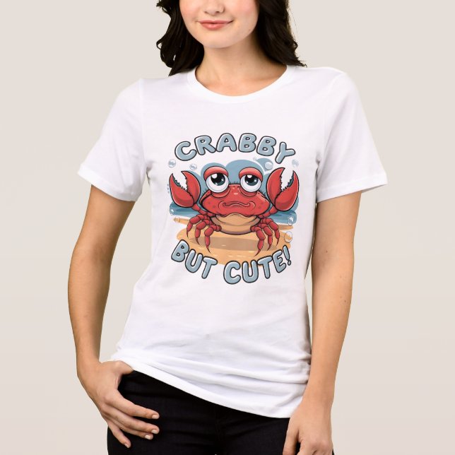 Crabby aber Niedlich - Funny Kawaii Crab Design Tri-Blend Shirt (Vorderseite)