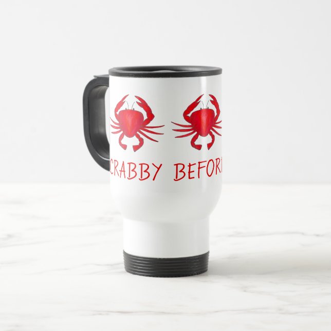 Crabby Before Coffee Red Baltimore Maryland Crab Reisebecher (Vorderseite Links)