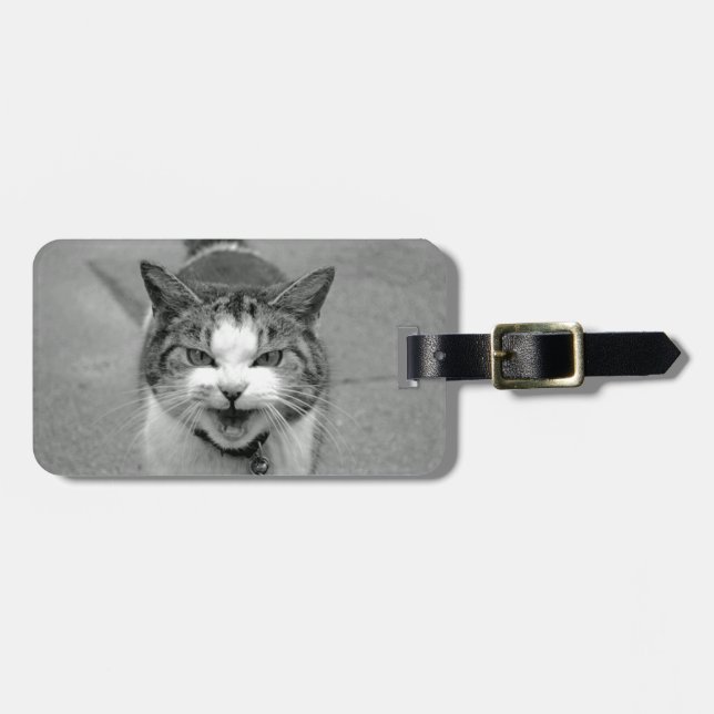 Crabby Cat Luggage Tag Gepäckanhänger (Vorderseite horizontal)