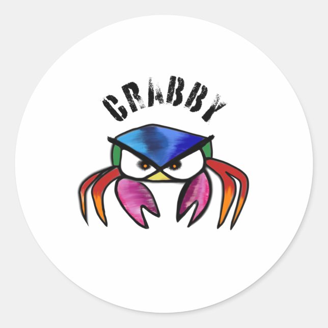 Crabby Crab Funny mad Runder Aufkleber (Vorderseite)
