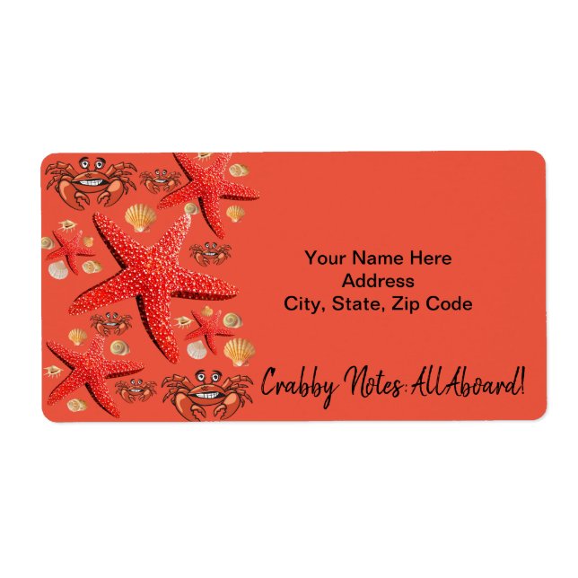 Crabby Crab Starfish Beach Boats House Labels (Vorne)