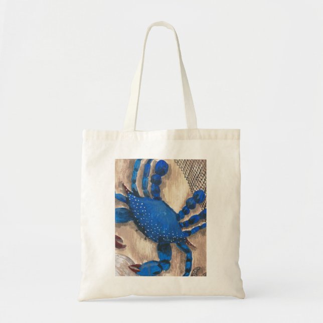 "Crabby Day" Blue Crab Budget Tasche (Vorne)