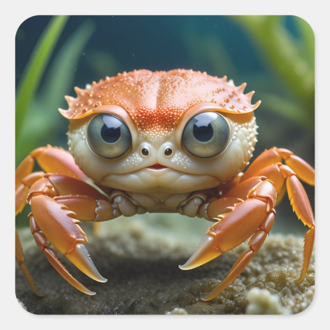 Crabby Kid Quadratischer Aufkleber (Vorderseite)