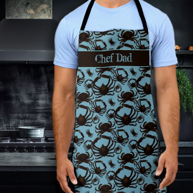 Crabs Blue Pattern Seafood Personalisiert Schürze (Von Creator hochgeladen)