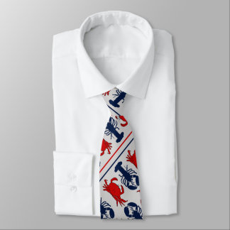 Crabs n Lobsters Light Gray Diagonal Print Tie Krawatte