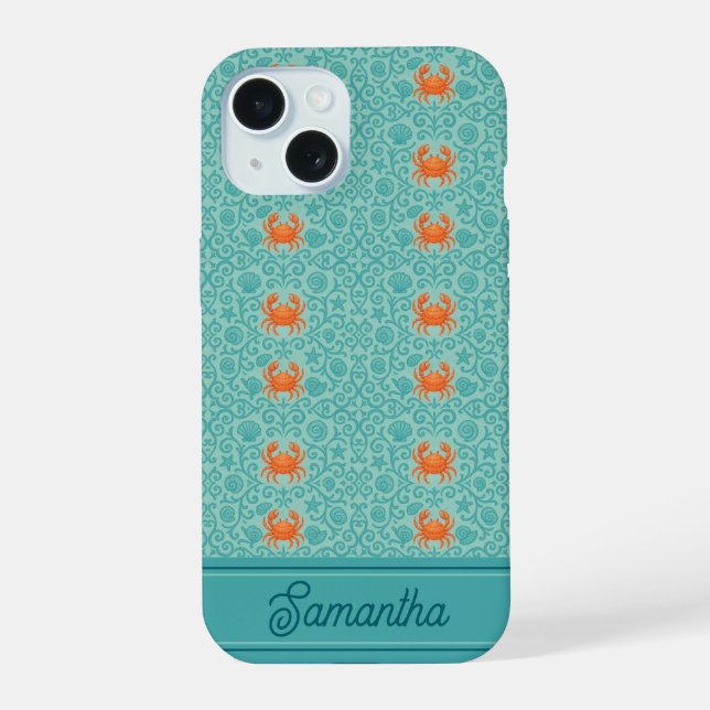 Crabs Ornamental Symphony Personalisiert iPhone 15 Hülle (Rückseite)