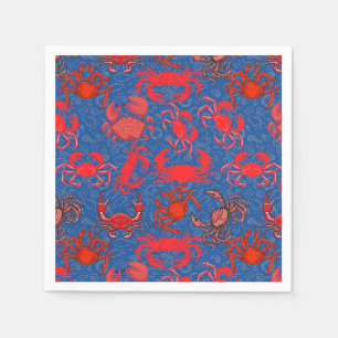 Crabs Patternx4 Blue BG Serviette