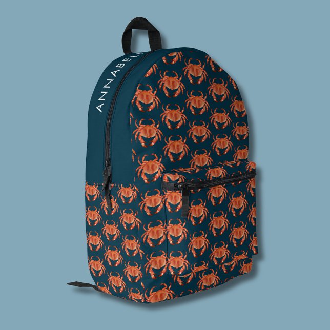 Crabs Seaside Pattern Bedruckter Rucksack (Brown crab coastal crustacean personalized backpack)