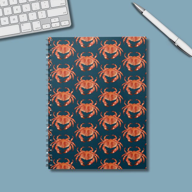 Crabs Seaside Pattern Notizblock (Brown crab coastal crustacean notebook)