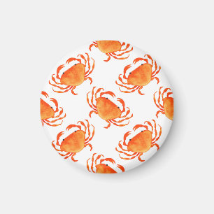 Crabs Wasserfarbe: Weißes Hintergrundmuster Magnet