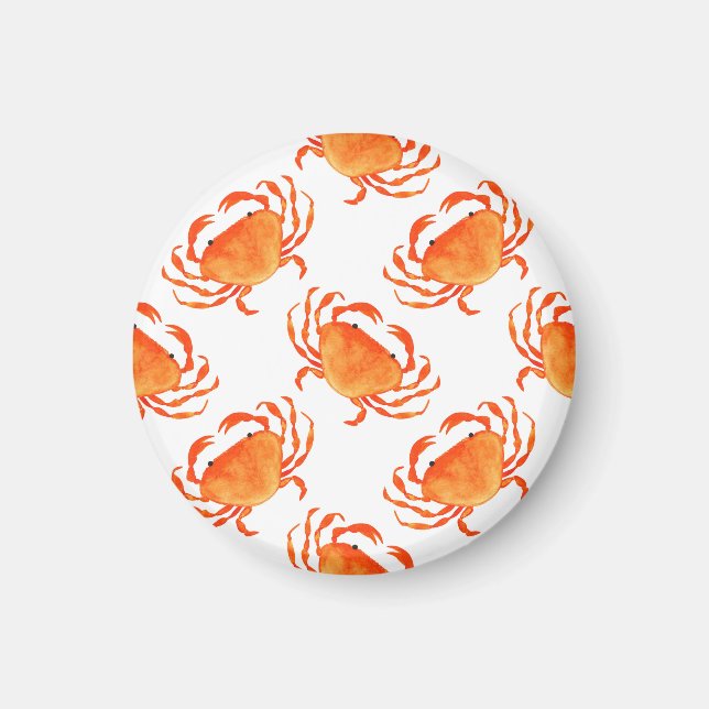 Crabs Wasserfarbe: Weißes Hintergrundmuster Magnet (Vorne)