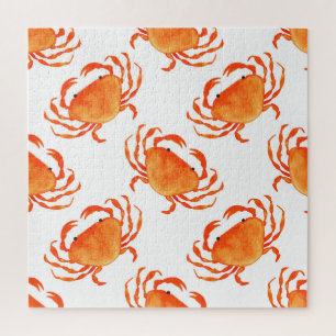 Crabs Wasserfarbe: Weißes Hintergrundmuster Puzzle