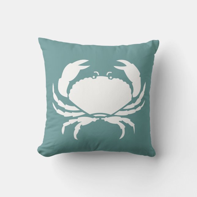 CRABS WHITE auf blauem Kissen (Vorderseite)