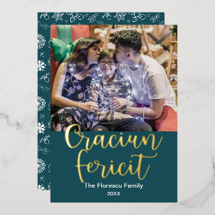 Crăciun fericial, Rumänisch Merry Christmas Elegan Folien Feiertagskarte